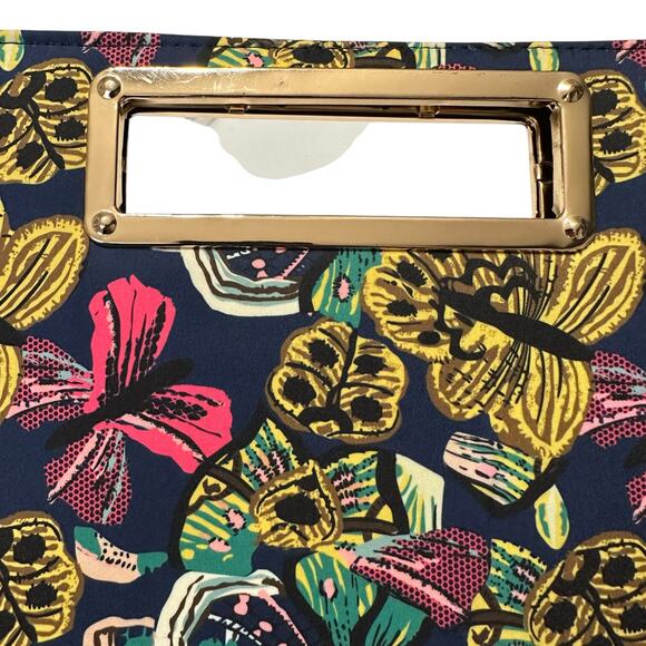 Multicolor Butterfly Rectangular Convertible Clutch Crossbody Purse Wedding - Picture 4 of 8